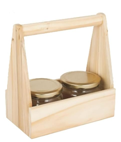 Pine Wood Hampers Tray with 2 Jars